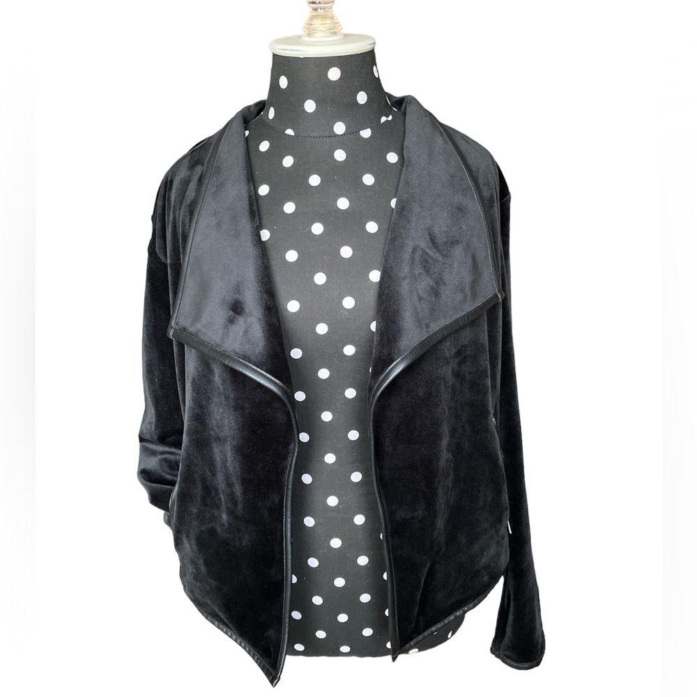 Calvin Klein Black Velvet Open Front Jacket